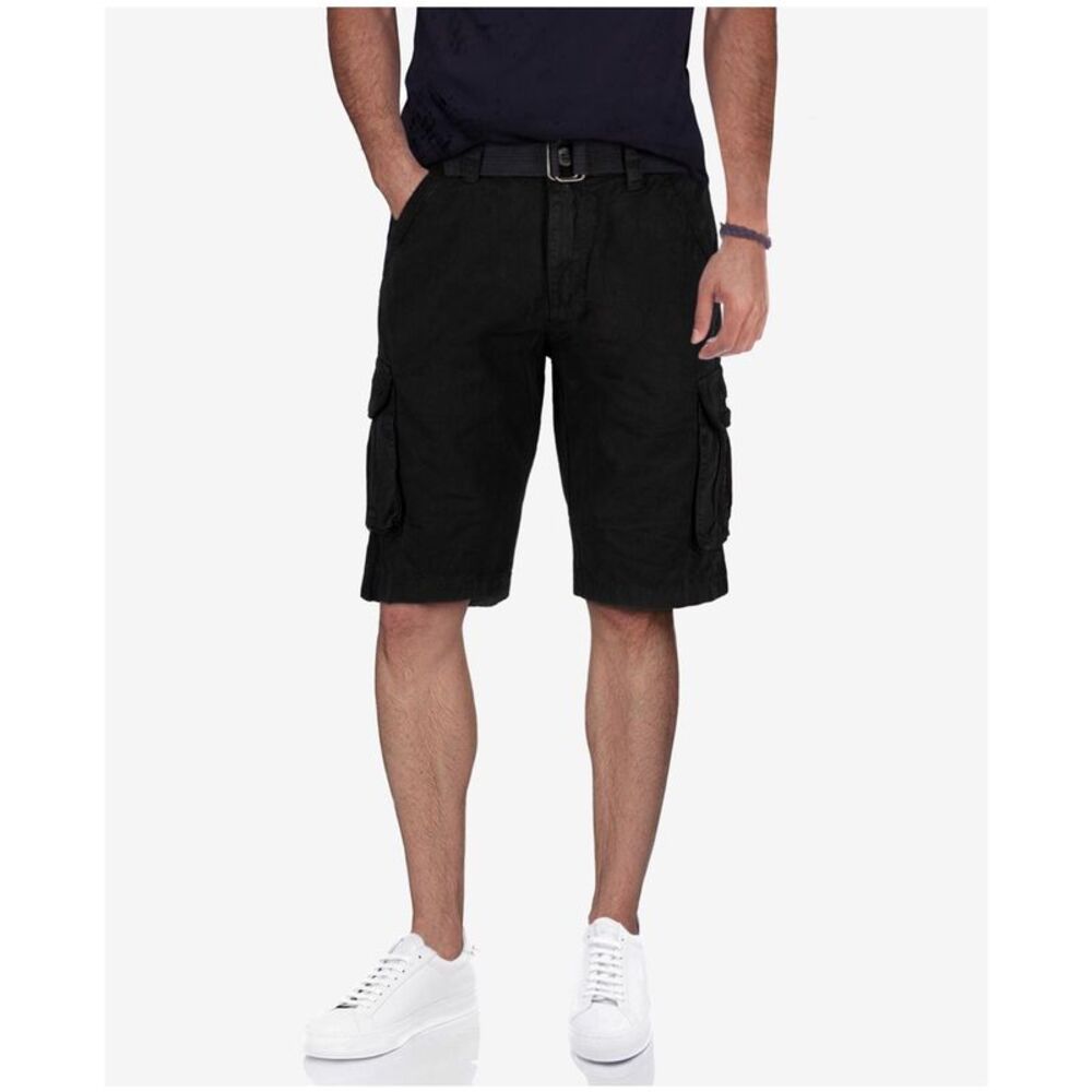 RAW X Mens Belted Twill Tape Casual Cargo Shorts, Black, 36, DM
